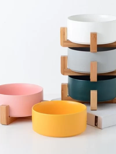 Ceramic Pet Bowl Cat Dogs Feeding Matted Elevated Dog Bowl Double Bowls Pet Food Water Feeder Wholesale Pet Manufacturer