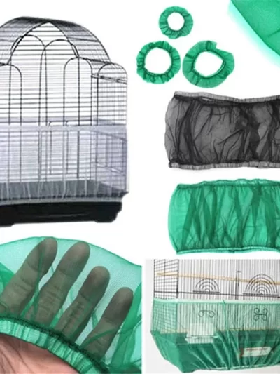 Easy Cleaning Bird Cage Covers Mesh Seed Catcher Guard Bird Cage Net Shell Skirt Dust-proof Mesh Parrot Cage Cover