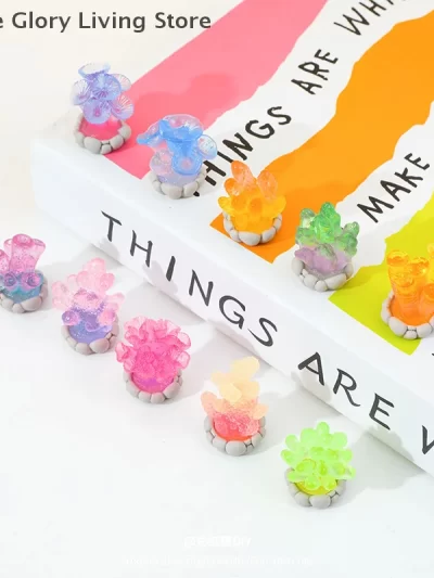 Potted Plants Aquarium Decoration In The Shape Of Noctilucent Marine Resin Fish Tank Landscape Fish Aquatic OrnamentAccessories