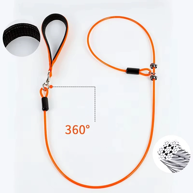 Dog Leash P Chain Steel Wire Leashes for Dog Walking Adjustable P Rope Comfortable Handle Dogs Leash Puppy Training Pet Supplies