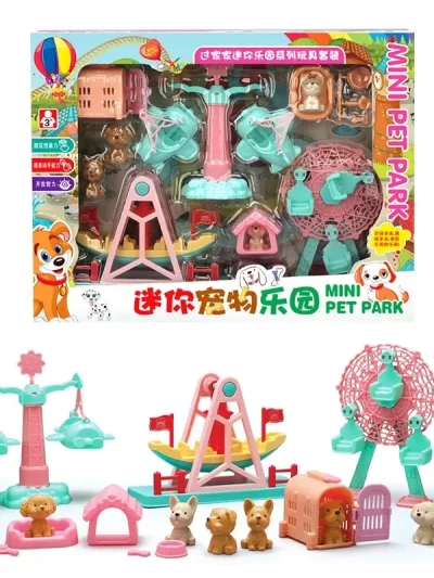 Children's DIY Mini Simulational Amusement Pet Dog Cat Park Toys Appliance Play Pretend Toy Set For Girls Boys Birthday Toys