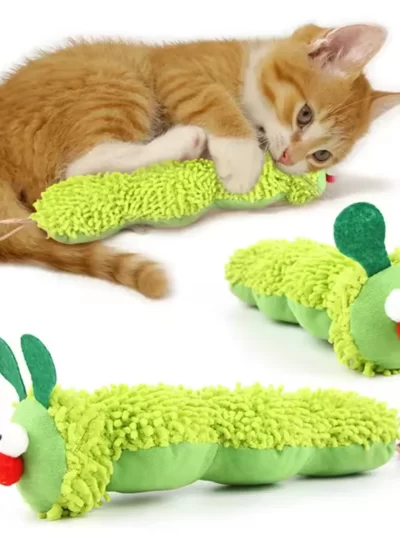 Pet Supplies Caterpillar Shaped Plush Cat Toy Contains Catnip Self Pleasure Boredom Relief Interactive Play
