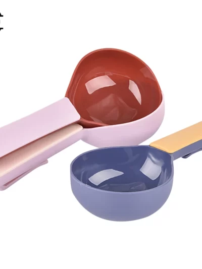 Portable Mutli-function Pet Cat Dog Food Shovel Scoop Feeding Spoon with Sealing Bag Clip Pet Feeders Pet Puppy Kitten Supplies