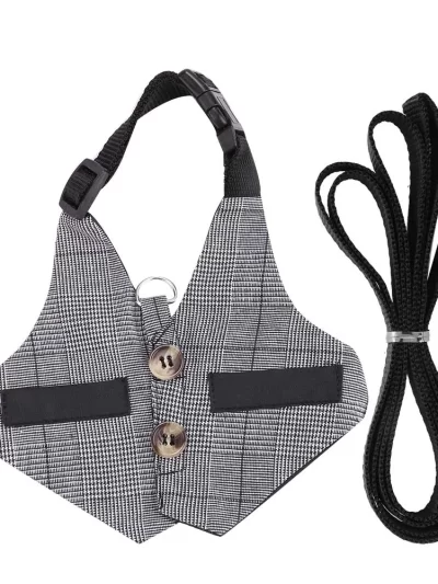 Rabbit Vest with Leash Soft Breathable Gentlemanly Style Rabbit Clothes for Playing Exercising and Outdoor Activities