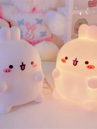 Rabbit Night Light Bedhead Bedroom LED Small Table Light Non Plug In Floor Stand Creative Atmosphere Night Light Decoration