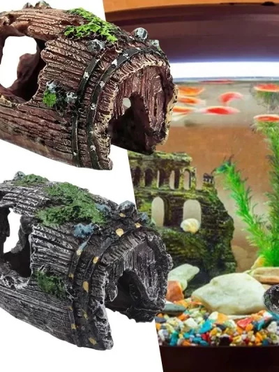 1PC Aquarium Fish Tank Artificial Barrel Ornament Cave Landscaping Decor Small Barrel Supplies Fish & Aquariums Decorations