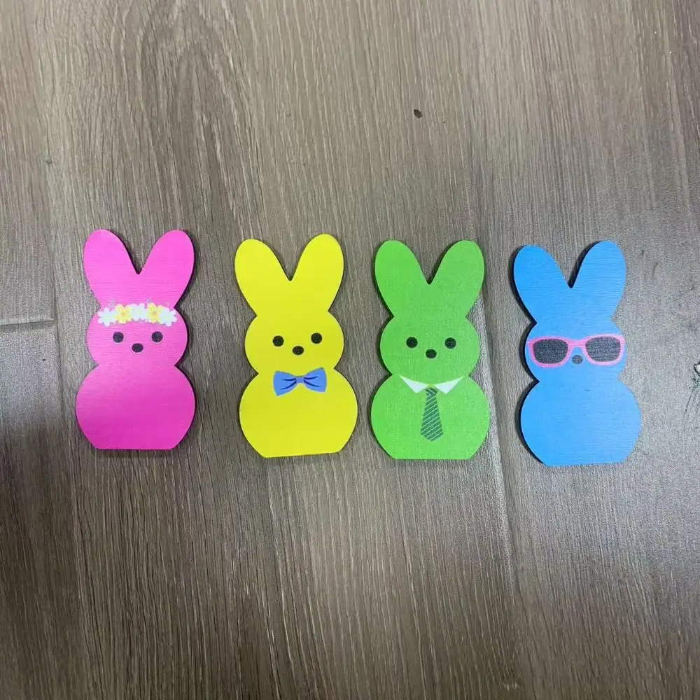 Rabbit Shape Easter Bunny Wood Signs Cartoon Handmade Colorful Rabbit Decoration Wooden Cute Home Table Decor Home Decor - Image 3