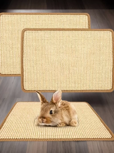 Rabbit Chew & Scratch Mat - Natural Fiber Anti-Slip Pad | Cage Bedding & Teeth Care | Small Pet Sleep & Play