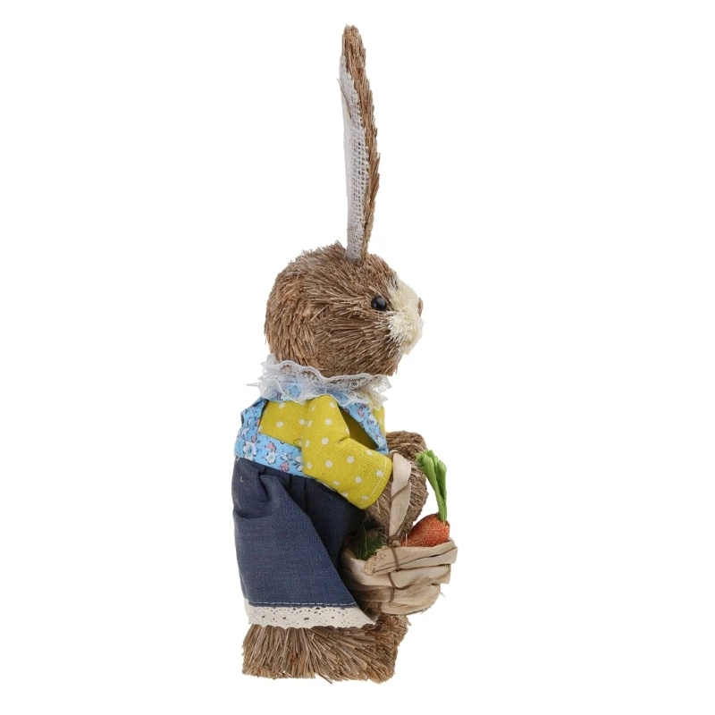 367A Cute Straw Rabbit Bunny Easter Decorations Holiday Home Garden Wedding Ornament Photo Props Crafts - Image 16