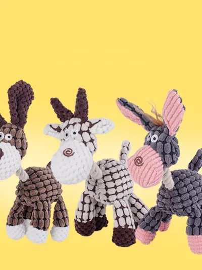 Hot new arrival pet cat dog sound toy cotton rope creative donkey plush bite training interactive pet toy for dog cat grey brown