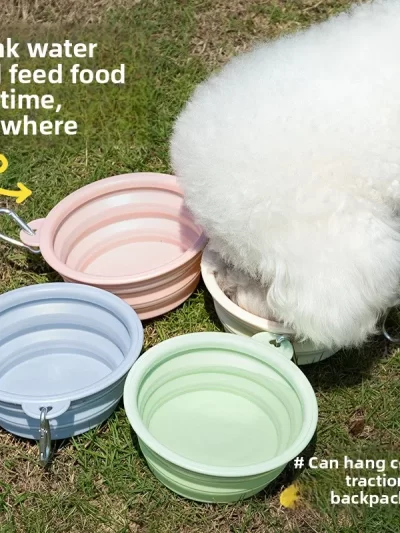 Collapsible Pet Silicone Bowls Portable Dog Cat Food Water Bowl Outdoor Camping Travel Folding Supplies Dishes with Carabiner