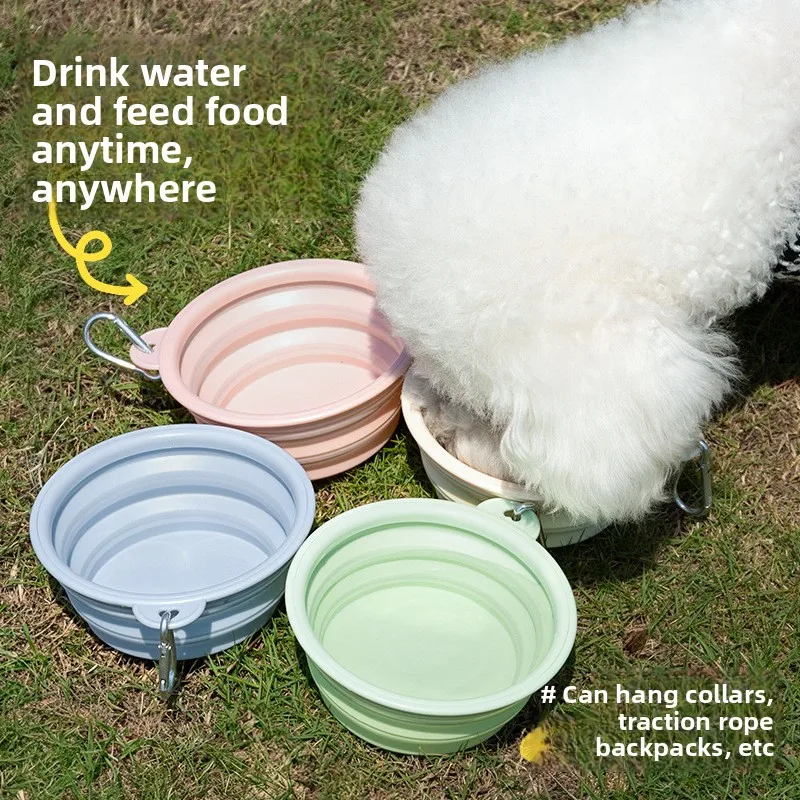Collapsible Pet Silicone Bowls Portable Dog Cat Food Water Bowl Outdoor Camping Travel Folding Supplies Dishes with Carabiner