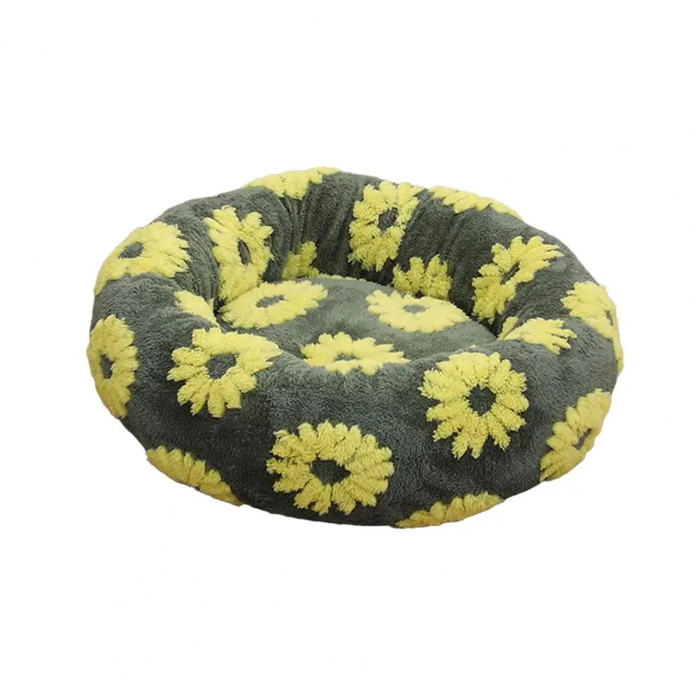 Round Dog Bed with Raised Edges Plush Round Donut Cat Nest with Anti-slip Bottom Cozy Pet Bed for Small Dogs for Warmth for Cats - Image 7