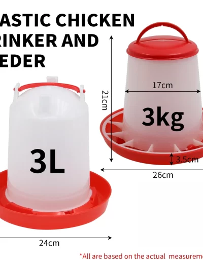 3kg+3L Poultry Feeder And Waterer Water Food Dispenser Automatic Chicken Birds Chick Waterer Feeding Bucket Container Supply