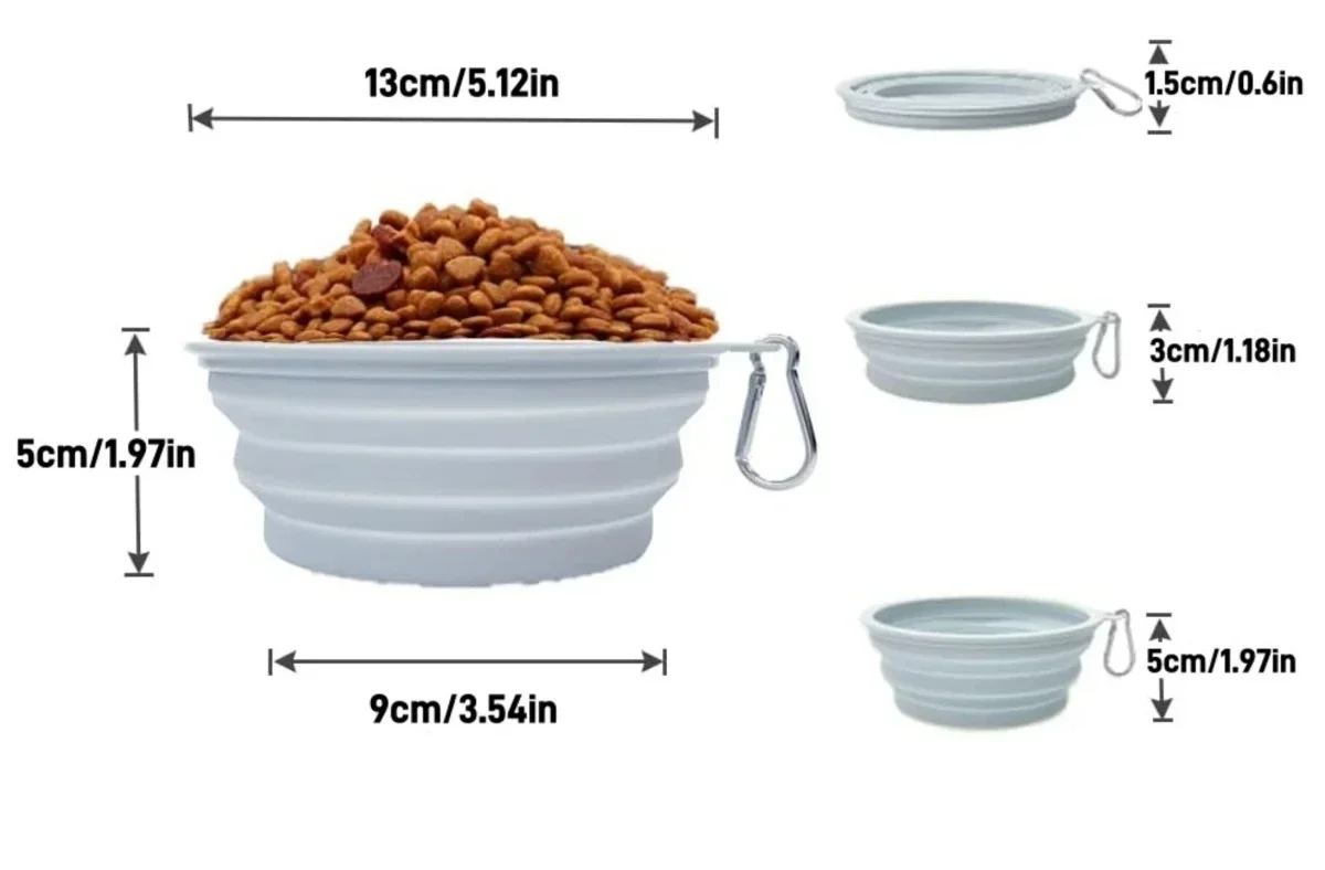 Collapsible Pet Silicone Bowls Portable Dog Cat Food Water Bowl Outdoor Camping Travel Folding Supplies Dishes with Carabiner - Image 11