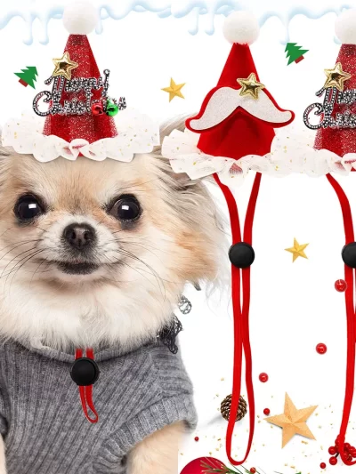 2PCS Adjustable Pet Caps For Dogs Hair Accessories Christmas Party Puppy Hats Dog Bows Pet Dog Grooming Accessories