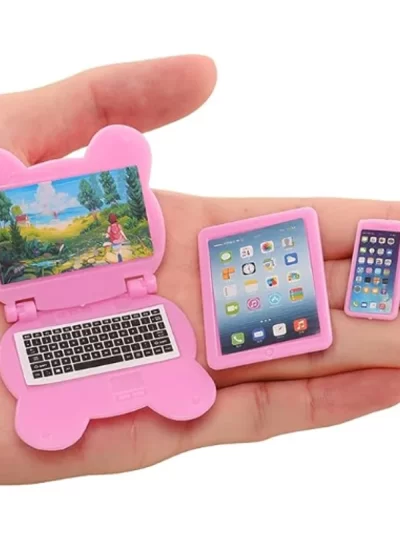 3pcs/Set Dollhouse Mini Item Doll Accessories Cute Kawaii Computer IPad Phone Set Miniature Funny Lifelike Toys
