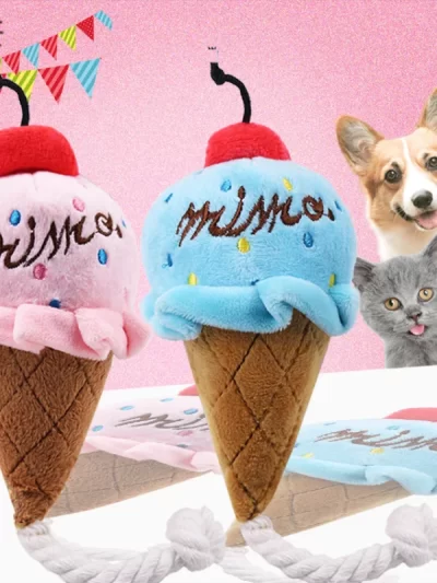 Pet Toys Fruit Animals Ice Cream Sound Toy Cartoon Dog Toys Stuffed Squeaking Pet Cute Plush Puzzle for Dog Cat Chew Squeaky Toy