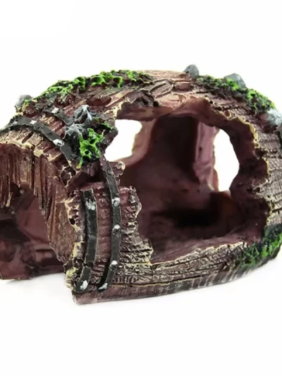 Aquarium Decorations for Fish for Tank Resin Broken Barrel Hideout Cave for Shri Tank Aquarium Decoration Background