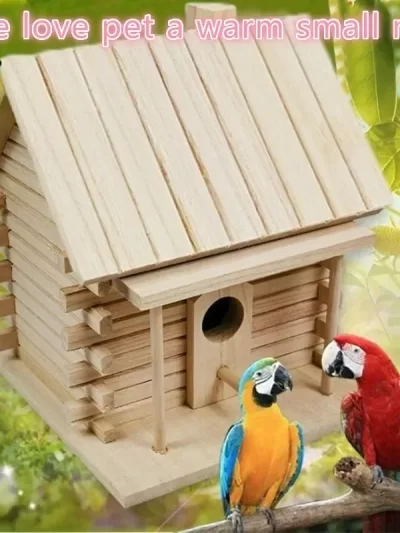 Outdoor Decoration Wood Birds Nest Box DIY Parrot Cockatiels Swallows Nest Outdoors Roof Wooden Bird House Hanging Bird Cage