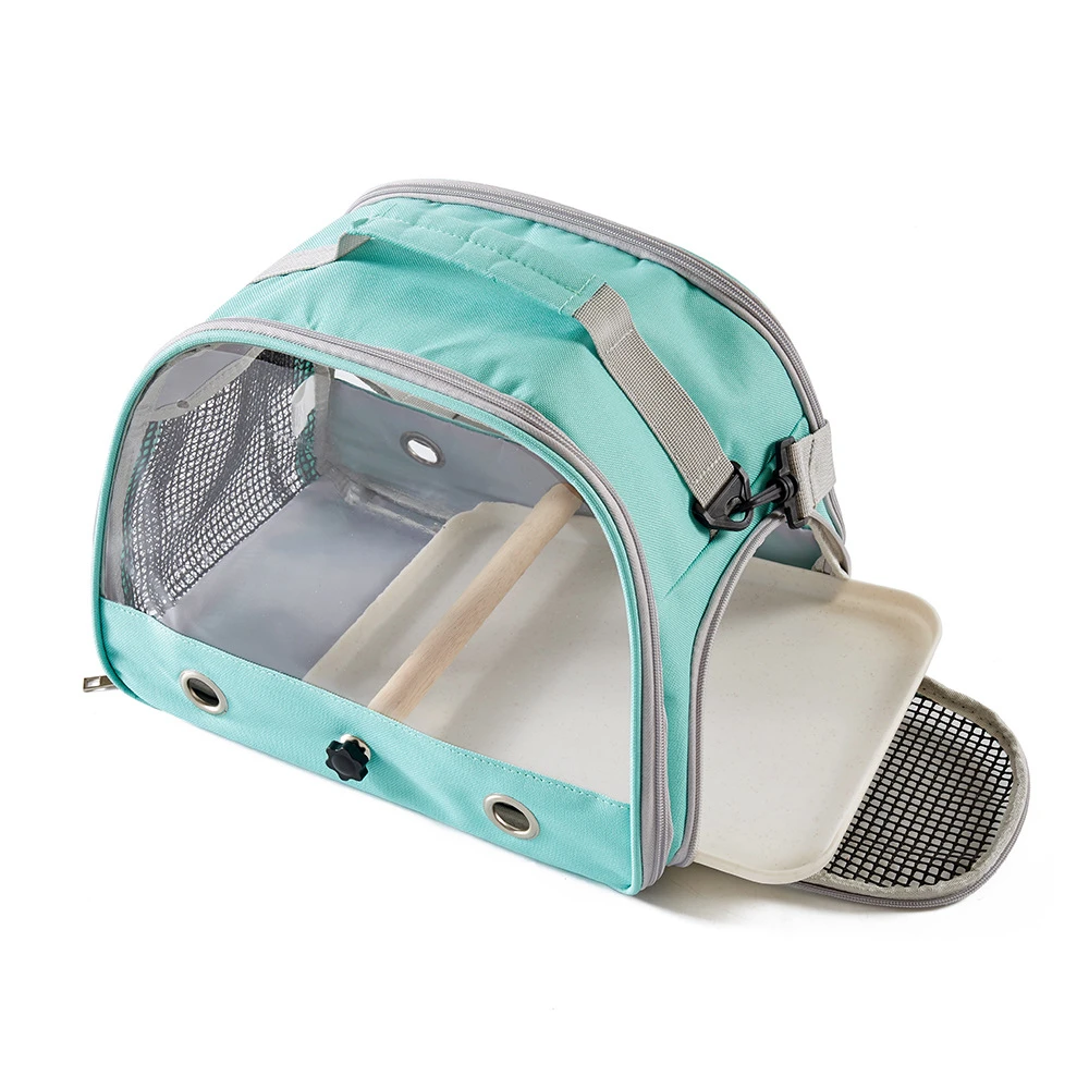 Portable Pet Bird Cage Parrot Nest Foldable Fashion Print Crossbody Hamster Bag Thick Transparent PVC Oxford Cloth Bird House - Image 11