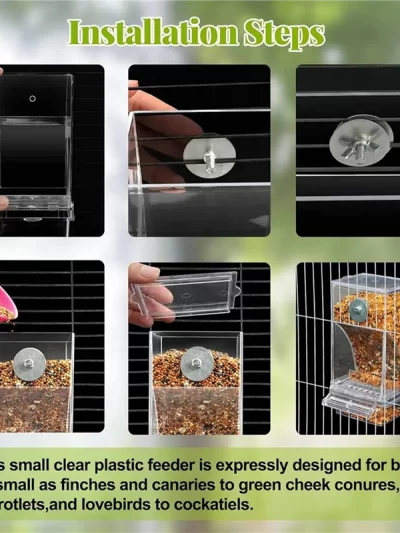 ABKW-6 PCS Bird Feeders Bird Feeding Cage Transparent Parakeet Seed Container Food Feeder