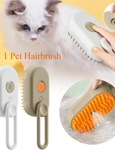 3 in 1 Pet Electric Steam Brush Cat and Dog Cleaning Spray Massage Grooming Comb Retractable Handle Pet Hair Removal BeautyBrush