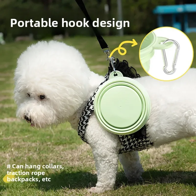 Collapsible Pet Silicone Bowls Portable Dog Cat Food Water Bowl Outdoor Camping Travel Folding Supplies Dishes with Carabiner - Image 2