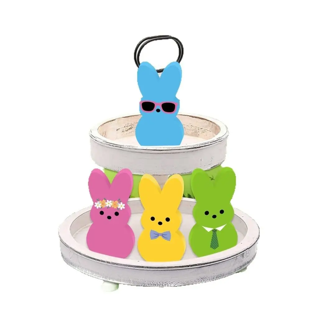 Rabbit Shape Easter Bunny Wood Signs Cartoon Handmade Colorful Rabbit Decoration Wooden Cute Home Table Decor Home Decor - Image 9