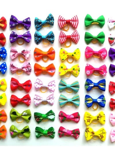 10/20/30pcs Colorful Small Dog Bows Puppy Hair Bows Decorate Small Dog Hair Rubber Bands Pet  Supplier Dog Accessories