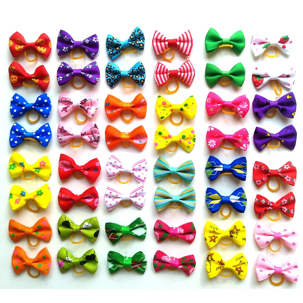 10/20/30pcs Colorful Small Dog Bows Puppy Hair Bows Decorate Small Dog Hair Rubber Bands Pet Supplier Dog Accessories