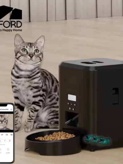 2L Automatic Cat Food Feeder with Camera Video Cat Food Dispenser Pet Smart WIFI Remote Control Auto Feeder for Cats and Dogs
