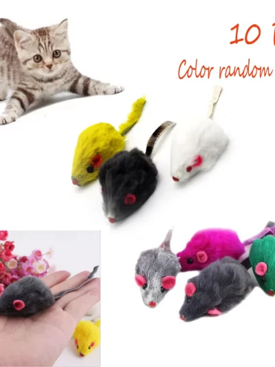 10Pcs/Set Rabbit Fur False Mouse Pet Cat Toys Mini Funny Playing Toys For Cats Kitten
