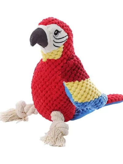 Plush Dog Toys Interactive Squeaky Durable Stuffed Cotton Rope Pet Puppy Toys Teeth Cleaning Embroidery Parrot Pet Supplies