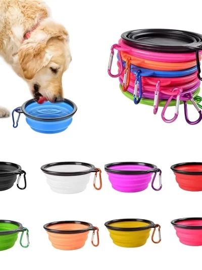 Portable Pet Food Bowl Durable TPR Bowl Cat and Dog Food Pet Silicone Collapsible Bowl Portable Travel Outdoor Water Food Bowl
