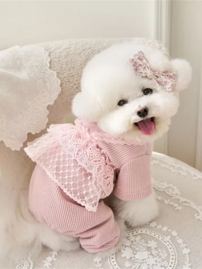 Pet Supplies Lace Camisole Pet Spring Summer Jumpsuit Waffle Lace Breathable Dog Pajamas Soft Cat Clothes Kittens