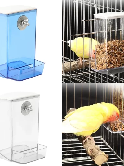 Large Capacity Bird Feeder Box Anti-Splash Bird Food Dispenser Durable Parrot Feeding Box for Small Medium Birds