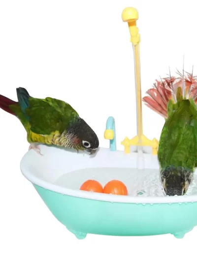 Parrot Automatic Bathtub Blue Plastic Cute Parakeet Lovebird Feeder Bowl Bird Shower Accessories Household Supplies