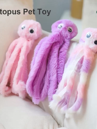 Cute Pet Supplies Plush Octopus Cat Toy with Catnip Pet Interactive Kitty Soothing Pet Plush Toy