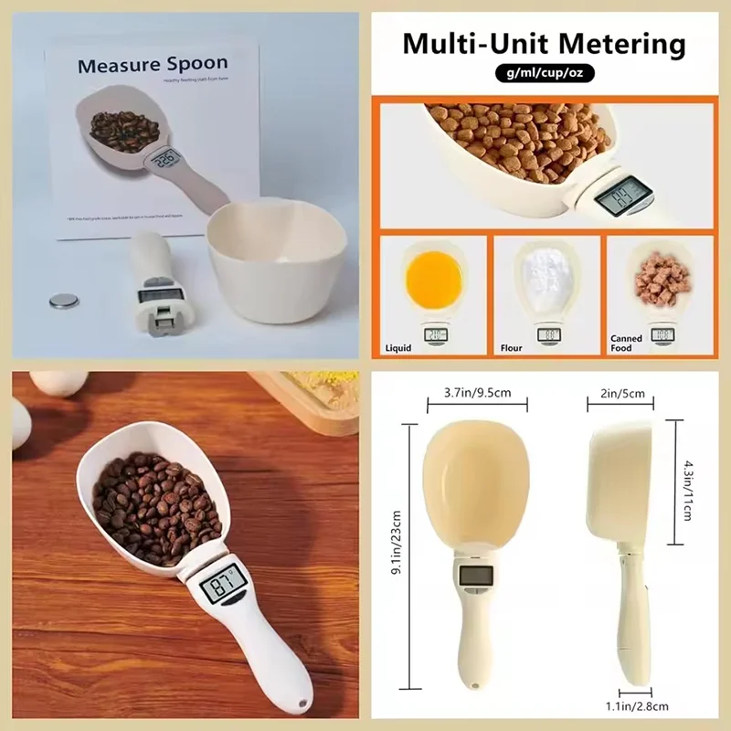 Pet Food Measuring Spoon Scale LCD Electronic Weighing Tool Dog Cat Feeding Food Measuring Spoon Digital Display Kitchen Scale - Image 5