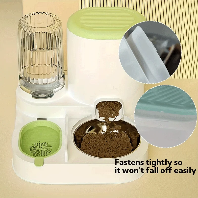 2 In1 Automatic Pet Water Fountain Pet Food Dispenser Set with Stainless Steel Bowls Self-Feeding/Watering for Indoor Cats - Image 4