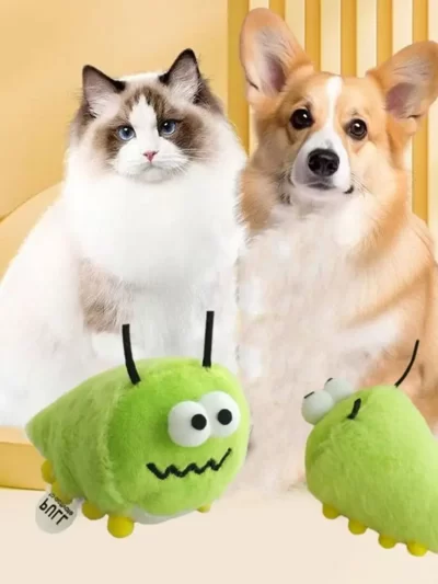 2Pcs Pet Supplies Soft Cat Worms Mint Toys Interactive Bite-Resistant Cat Sound Toys Teething Chewing Cat Plush Toys for Pets