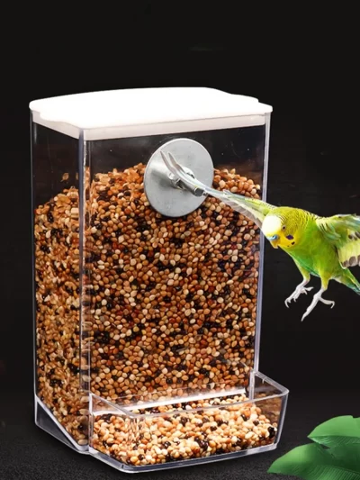 Large Capacity Bird Feeder Box Anti-Splash Bird Food Dispenser Durable Parrot Feeding Box for Small Medium Birds