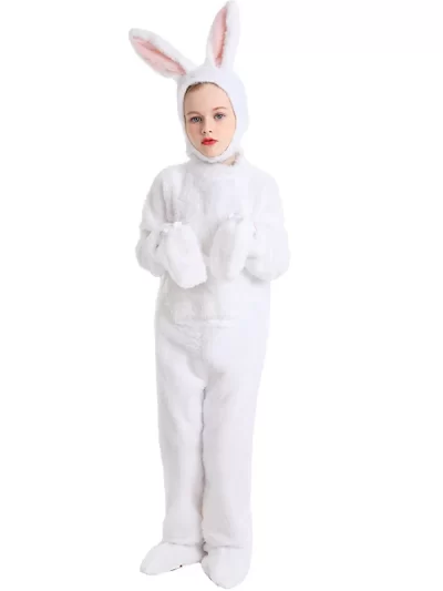 Rabbit Cosplay Costume Girls Boys Furry Cute Small White Rabbit Bunny Costume Halloween Carnival Outfit Kids Jumpsuit Pajamas