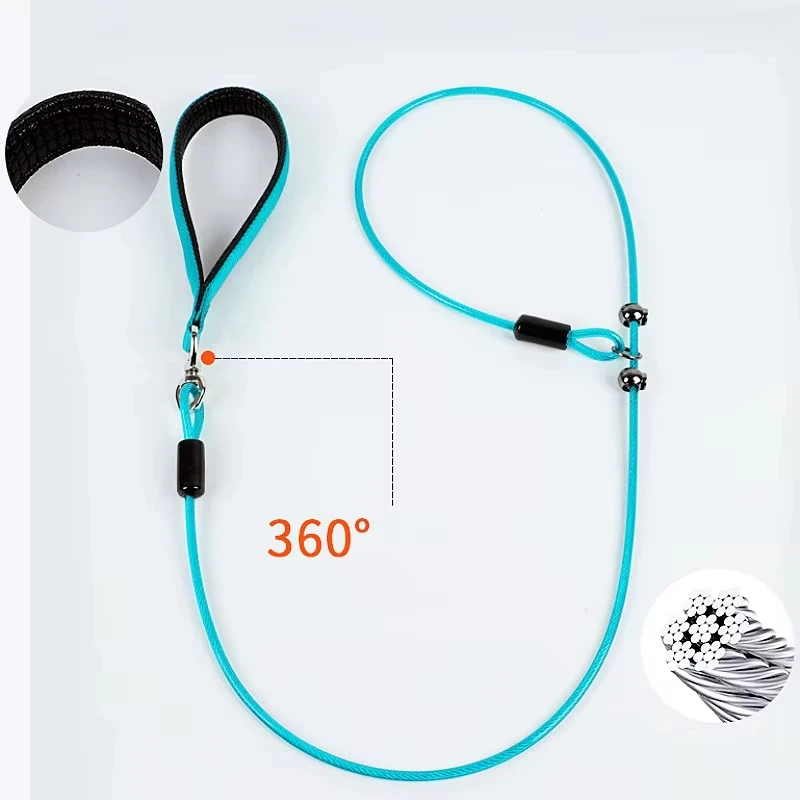 Dog Leash P Chain Steel Wire Leashes for Dog Walking Adjustable P Rope Comfortable Handle Dogs Leash Puppy Training Pet Supplies - Image 2