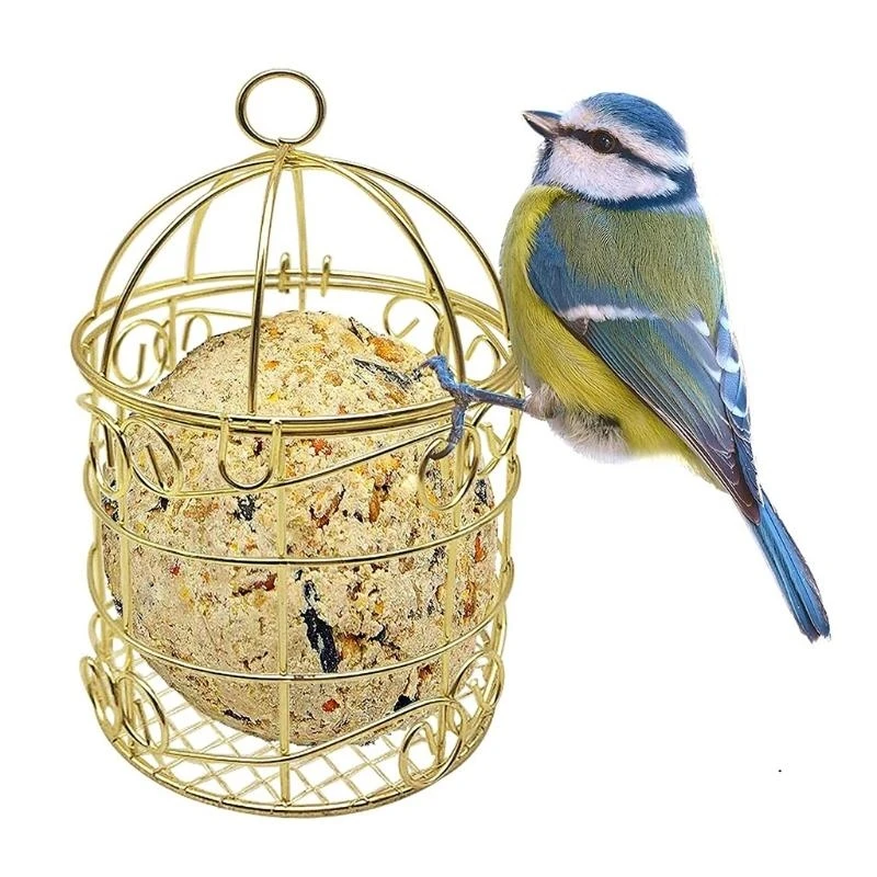 Bird Feeder Metal Fat Ball Bird Feeders Outdoor Small Hanging Gold Wild Bird Feeder Bread Holder Home Decorations - Image 5