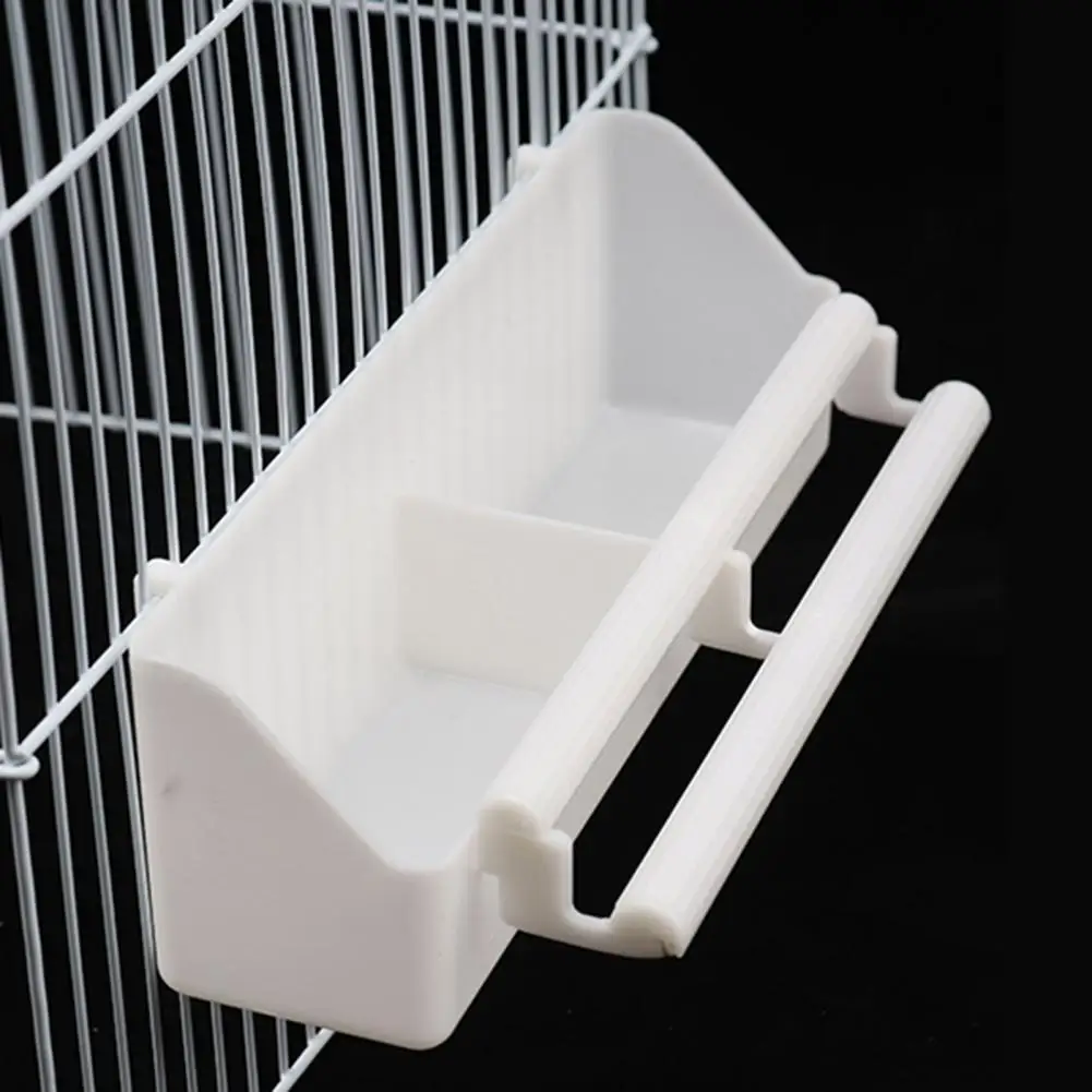 Bird Trough Pet Water Food Dispenser with Perch Stick 2 Compartments Feeding Dish Parrot Feeder Pet Hanging Feeding Container - Image 3