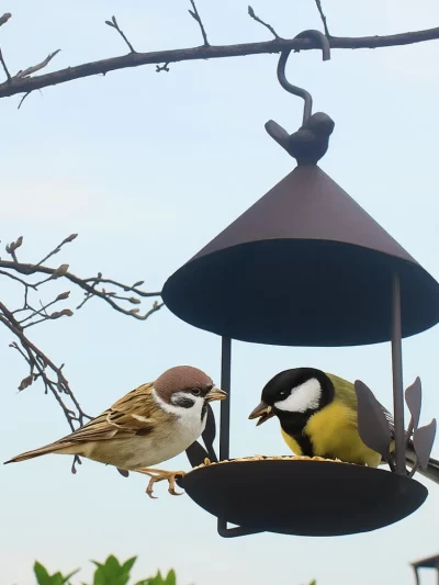 Iron Bird Feeder Rainproof Windproof Bird Water Bowl Hanging Style Multi-purpose Bird Food Dispenser Drinking