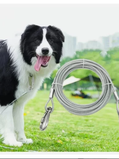 Dog Tie Out Cable Galvanized Steel Wire Pet Leash with PVC Coating Chew Proof Lead for Large Dogs Pets Dog Yard Camping Outdoors