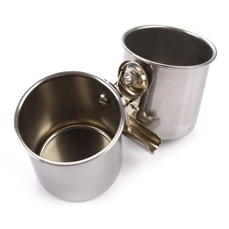 Stainless Steel Birds Parrot Feeder Round Aviary Pet Food Water Feeding Bowl - Image 3